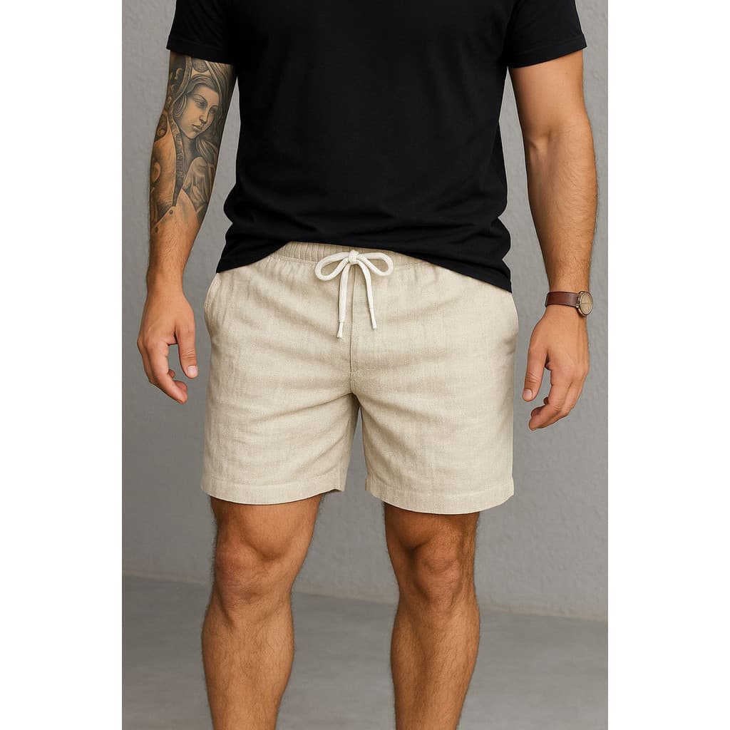 Short De Linho Masculino Bermuda Básica Praia Verao Novidade