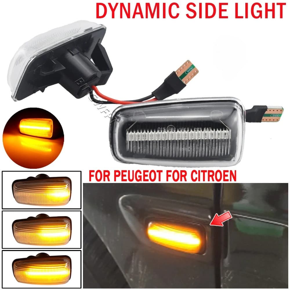 Para Peugeot 306 106 406 806 Parceiro Especialista Citroen Berlingo Jumpy Saxo Xantia XM Sinal De Volta Dinâmico Luz Mar