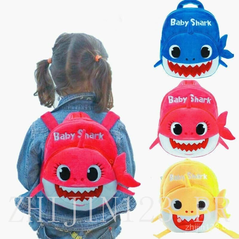 Mochila Infantil Fashionável Bebê Tubarão Pelúcia Bolsa de Desenho Animado Fofa para Crianças Presentes Escolares Esport