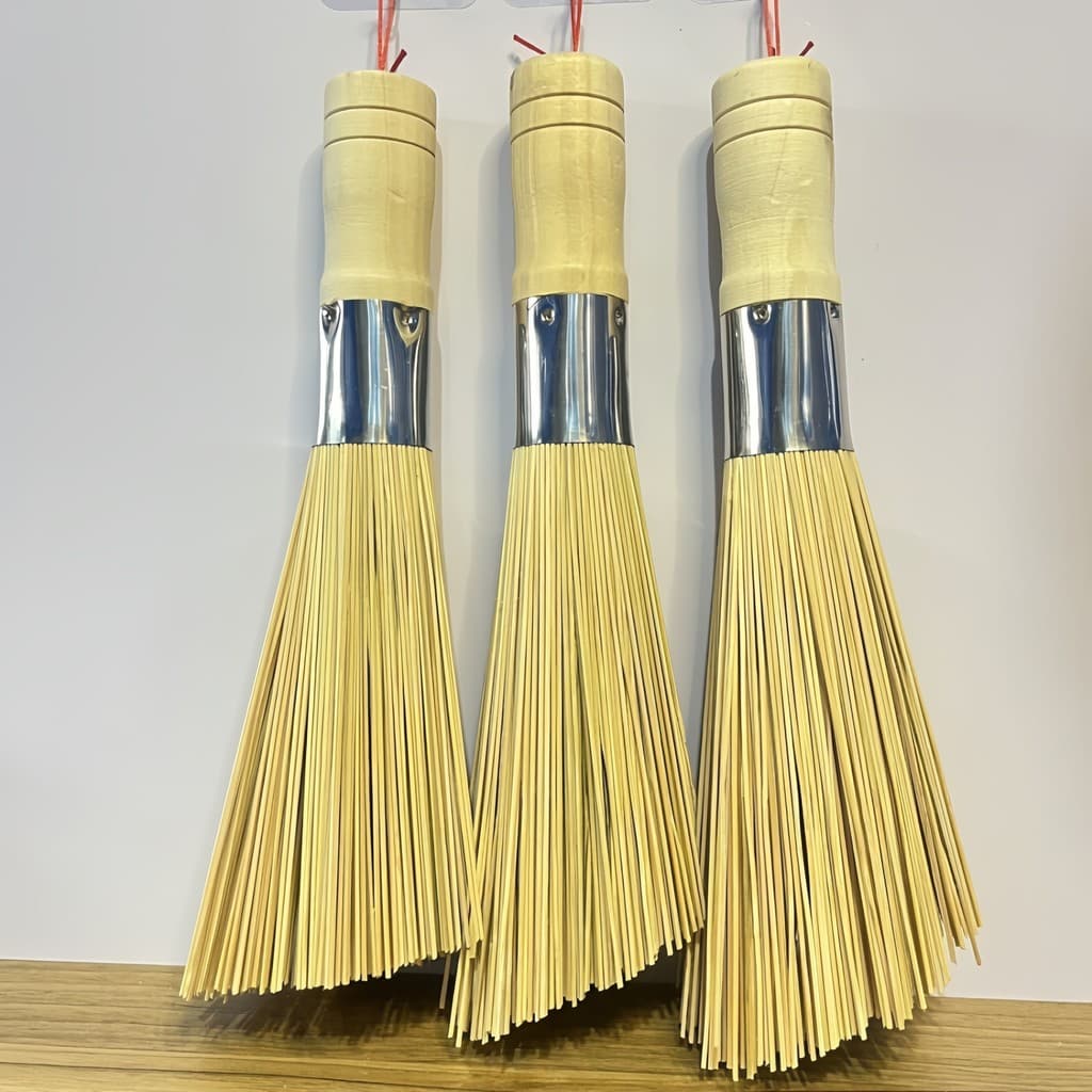 Escova de bambu à moda antiga, escova doméstica para cozinha, ferramenta útil para lavar panelas, escova de bambu, vasso
