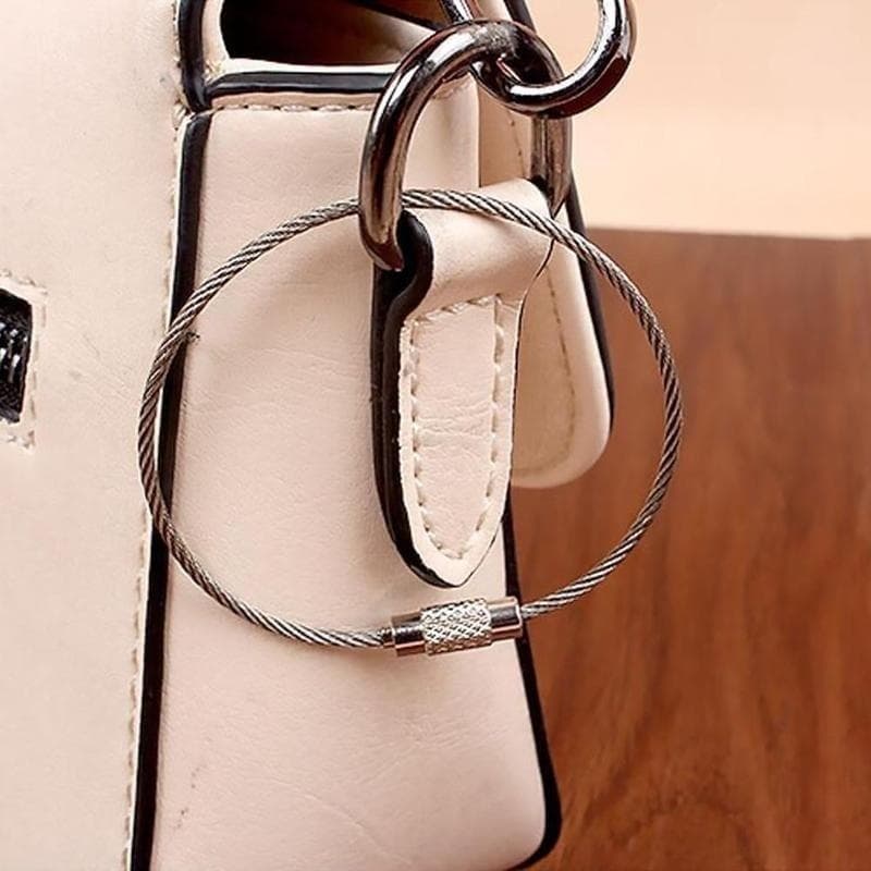 Novo 5 Pçs/10 Chaveiro De Aço Inoxidável Tag Corda Fio Cabo Loop Parafuso Bloqueio Gadget Anel Chave Círculo Acampamento