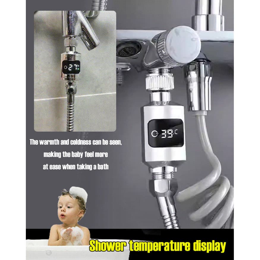 Termômetro De Água Com Controle Inteligente Chuveiro Economia De Energia Display De Temperatura Segurança Torneira De Al