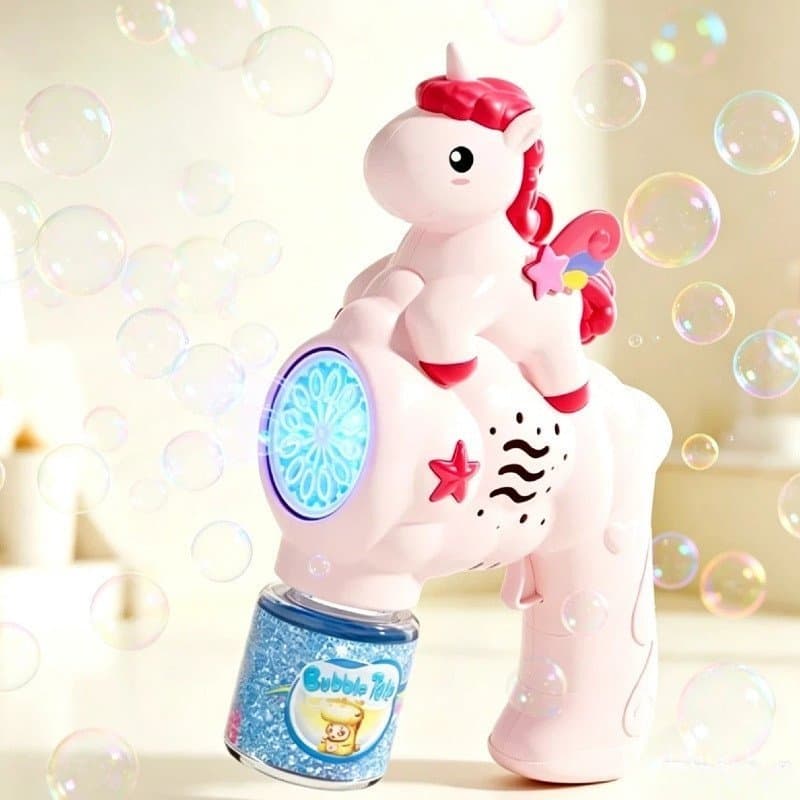 bolinha de sabão automático unicórnio，máquina de fazer bolhas de sabão brinquedo
