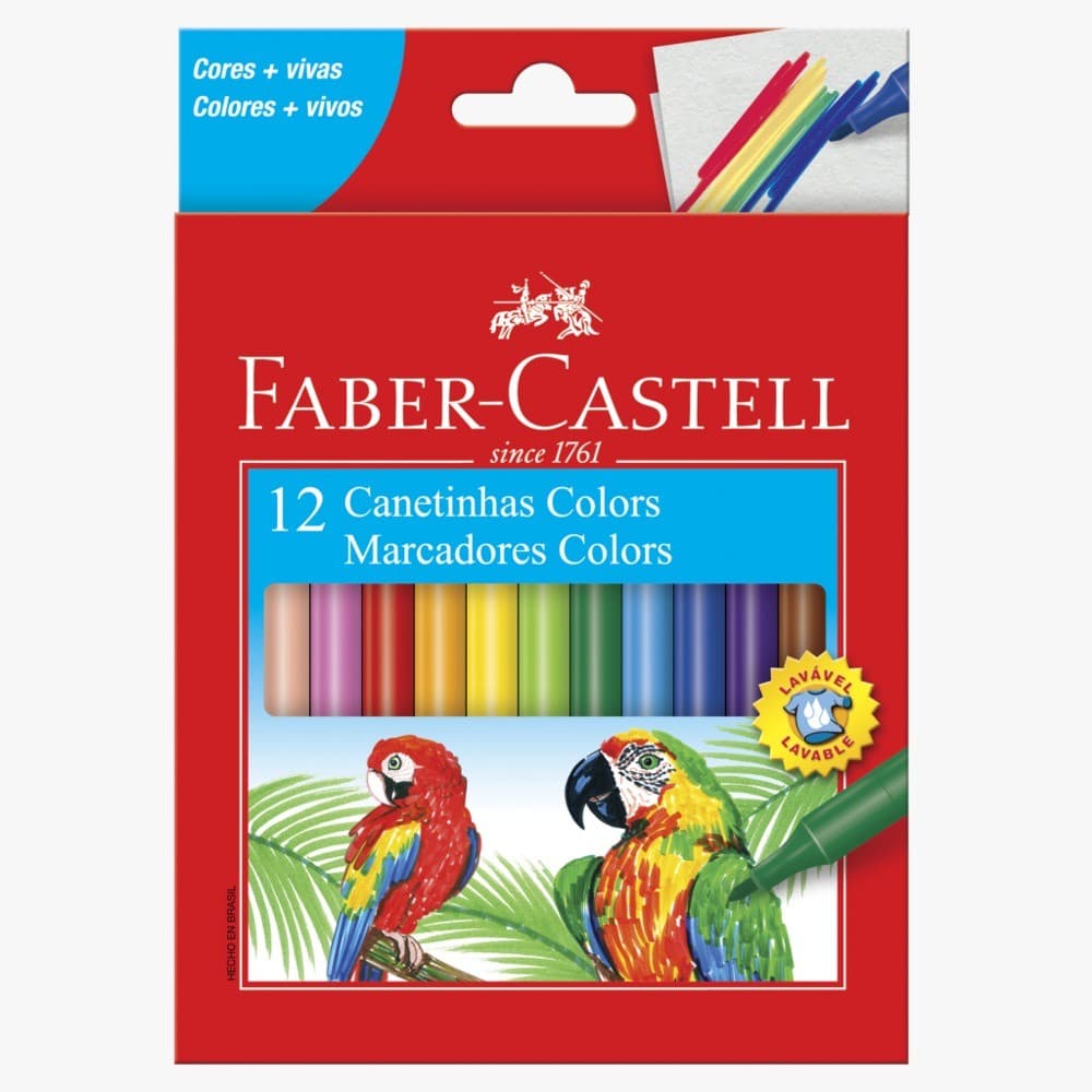 Canetinha Hidrografica 12 Cores - Faber Castell