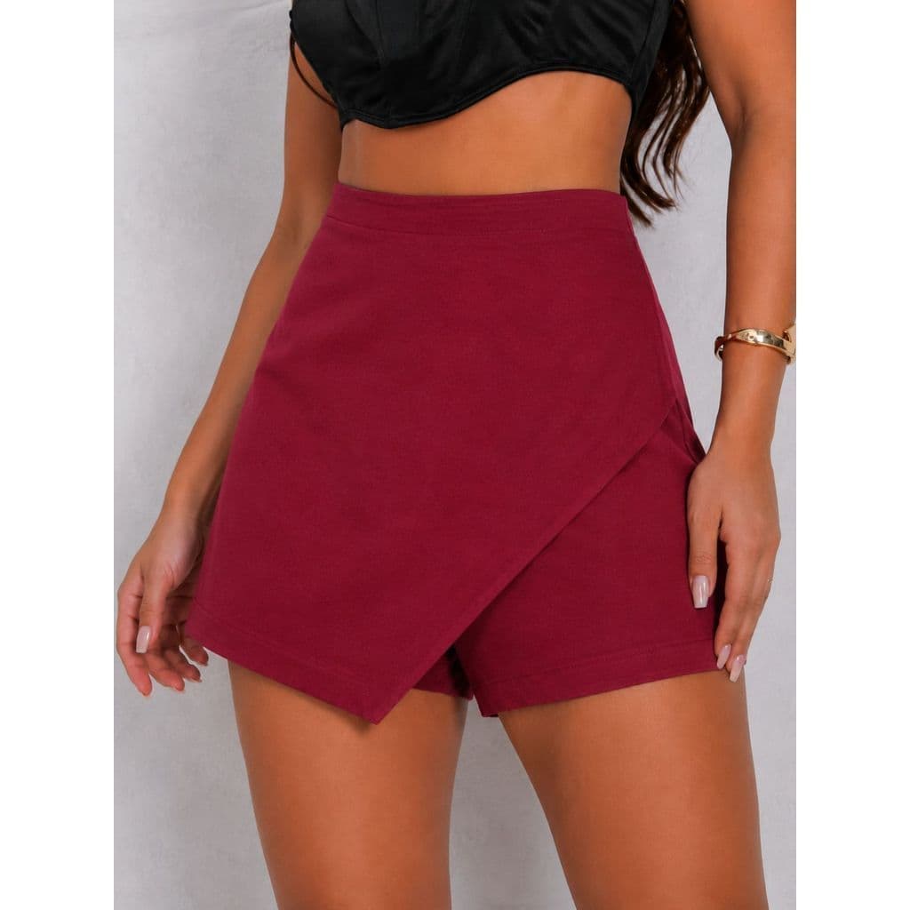 Short Saia Feminino Alfaiataria Transpassado com Zíper Lateral Tendência Verão