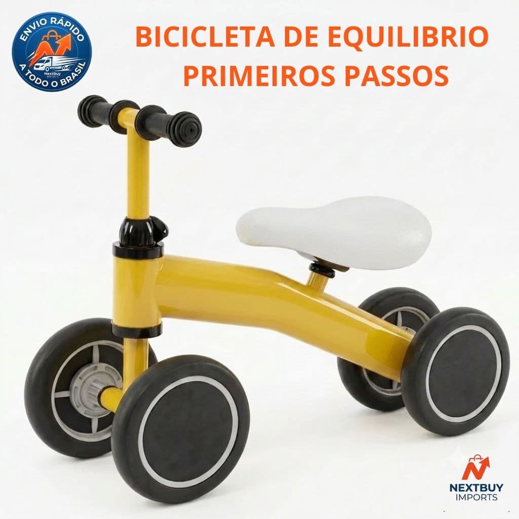 Andador Bicicleta De Equilíbrio Infantil Sem Pedal 4 Rodas Seguro