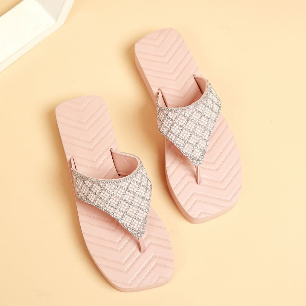 Flip flops chinelo verão novo estilo influenciador férias sandálias de praia chinelos de sola grossa strass flip flops f