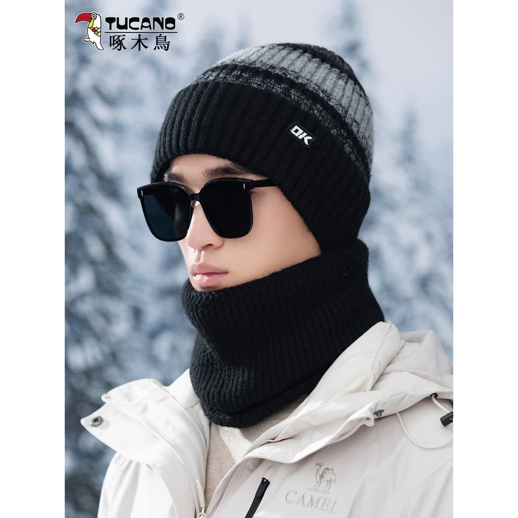 Chapéu de inverno masculino novo estilo lã malha chapéu babador terno forro de lã ao ar livre ciclismo manter quente esp