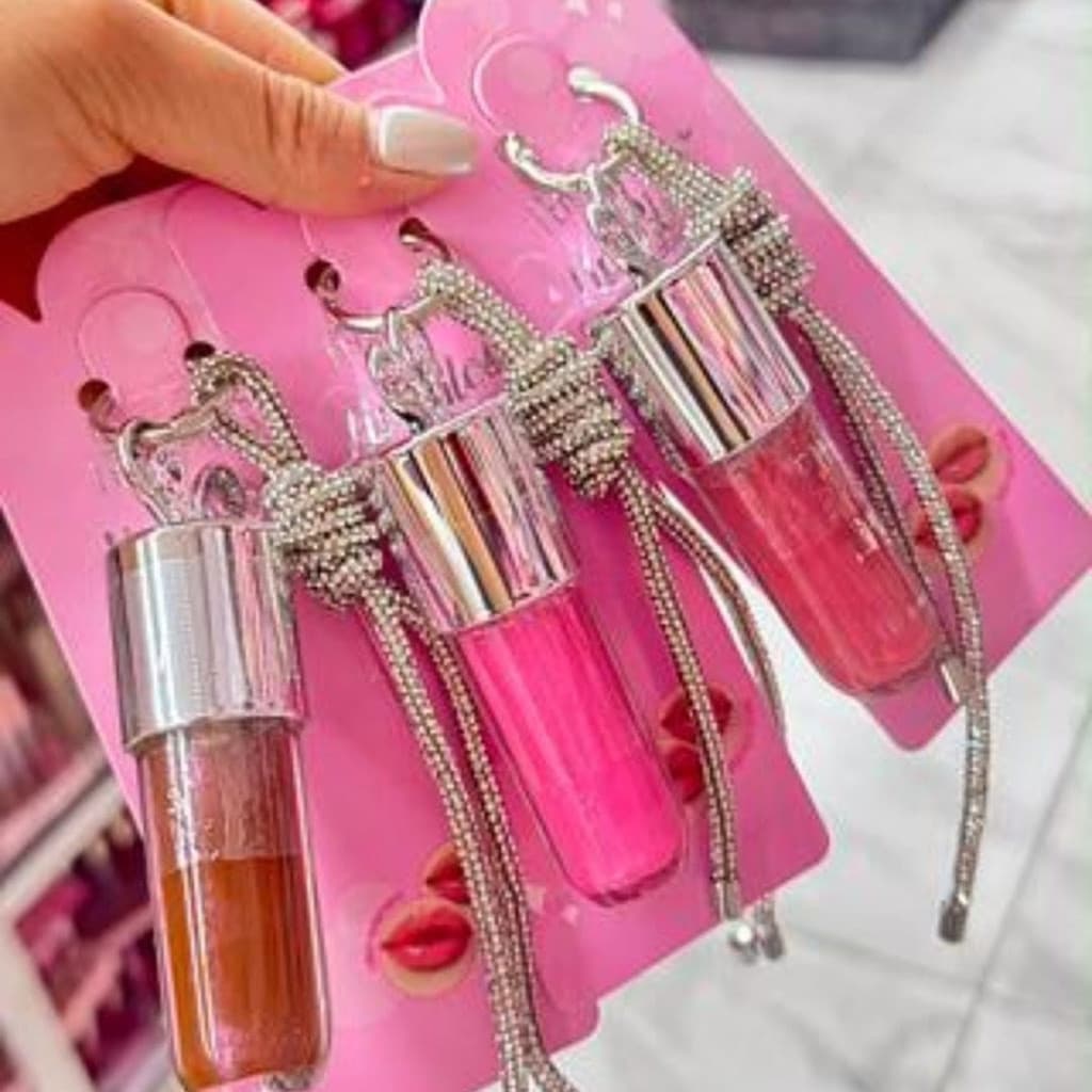 Lip gloss longa duração com chaveiro de strass - Femme Paris