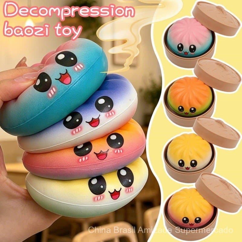 Brinquedo de Apertar de Argila Macia em Forma de Desenho Animado Fofo - Brinquedo de Mão Altamente Elástico para Alívio