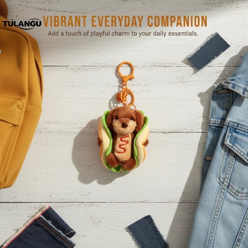 TULANGU Dachshund Chaveiro Macio Pelúcia Cão Hambúrguer Saco Charme Para Bapa Bolsa Escola Chave Titular Ornamento BR