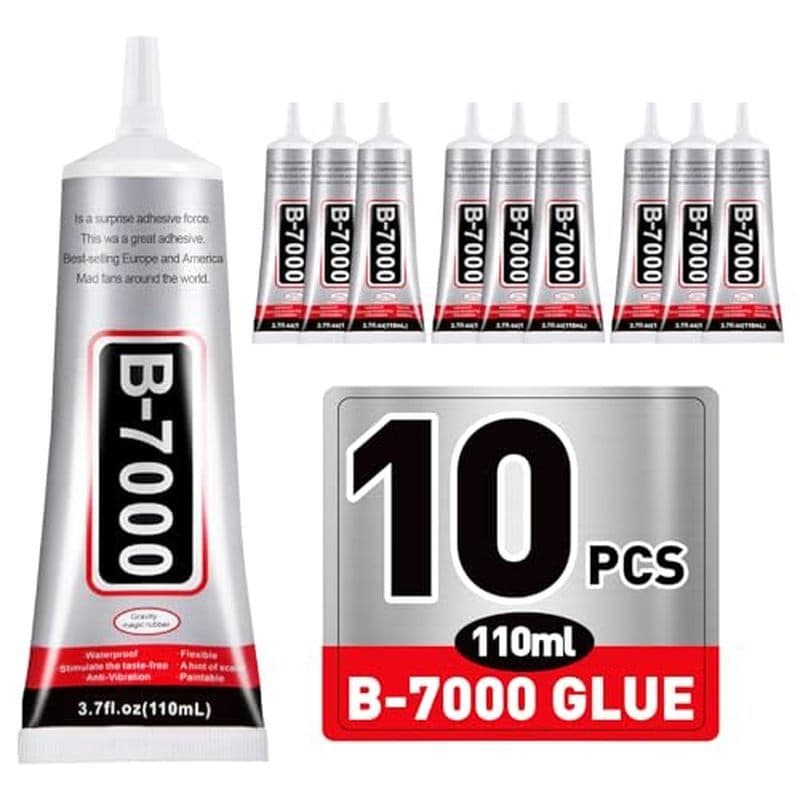 10 peças de cola B7000 de 110ml transparente com ponta de precisão, cola deslumbrante, cola de strass, cola artesanal, c