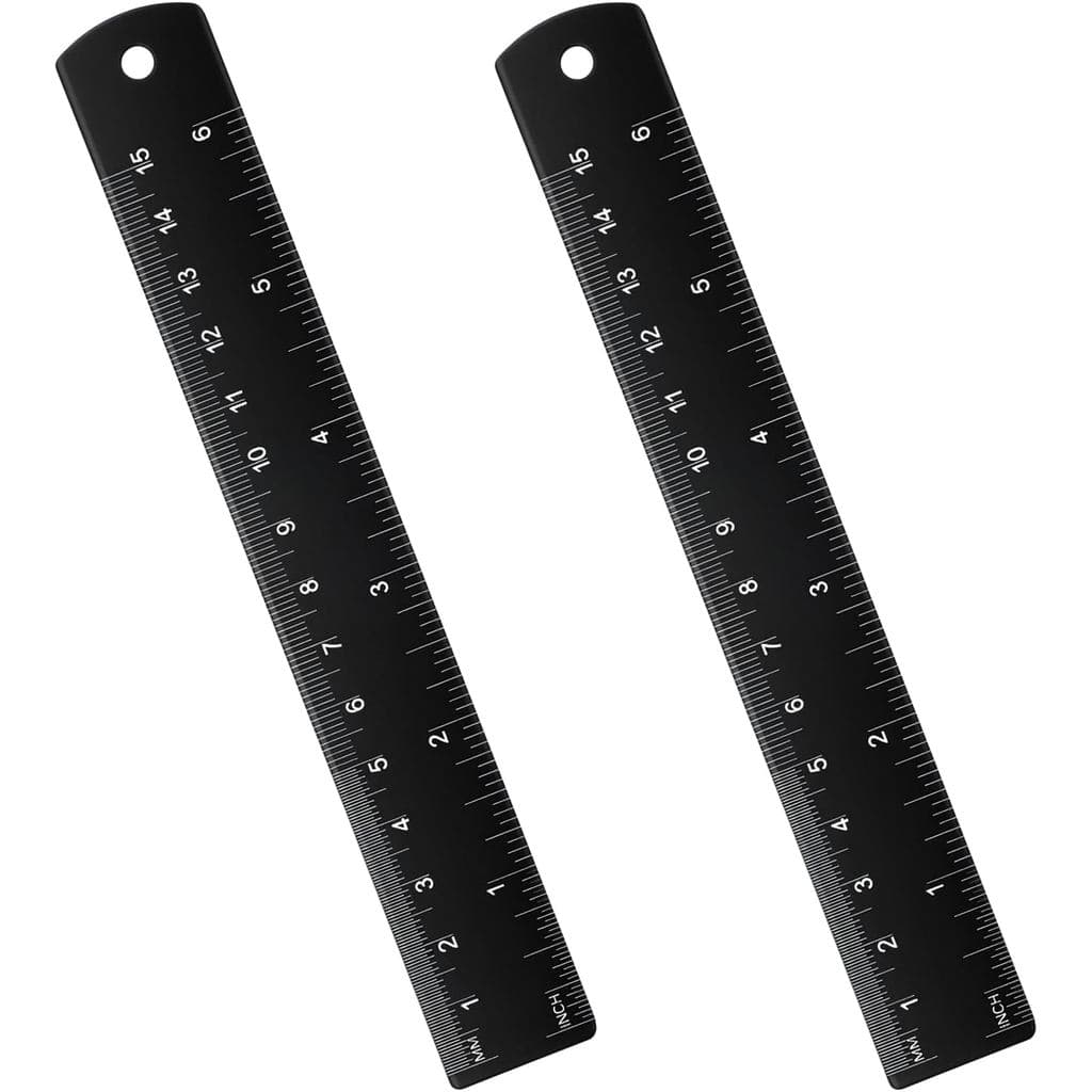 2 Réguas de 7 Polegadas, Pequenas Réguas de Metal com Escala Dupla Métrica e Imperial, Réguas de Borda Reta para Escola,