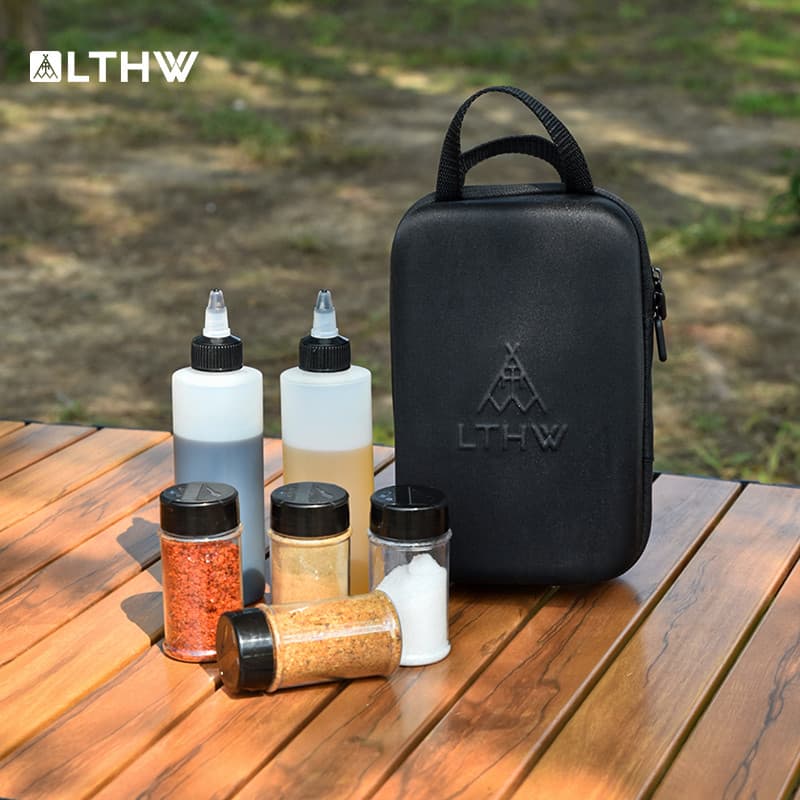 LTHW viagem ao ar livre portátil tempero garrafa conjunto acampamento churrasco tempero Jar combinação Sub-engarrafament