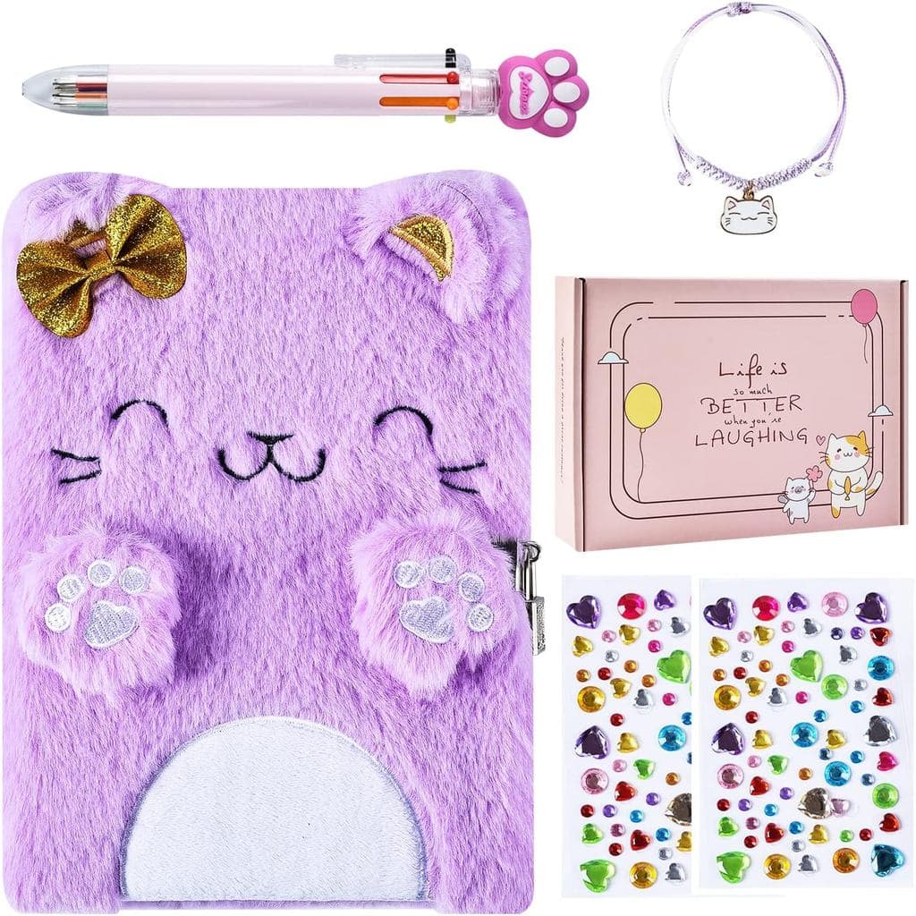 Diário PJDRLLC para Meninas com Fechadura e Chaves, Caderno de Viagem para Crianças para Escrever, Diário Secreto Fofo c