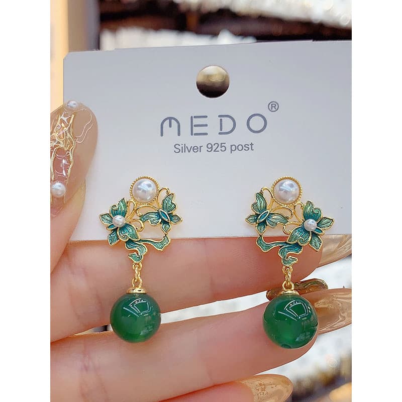 Estilo chinês novo estilo chinês brincos femininos High-End flores na moda nacional estilo palácio brincos elegantes atm