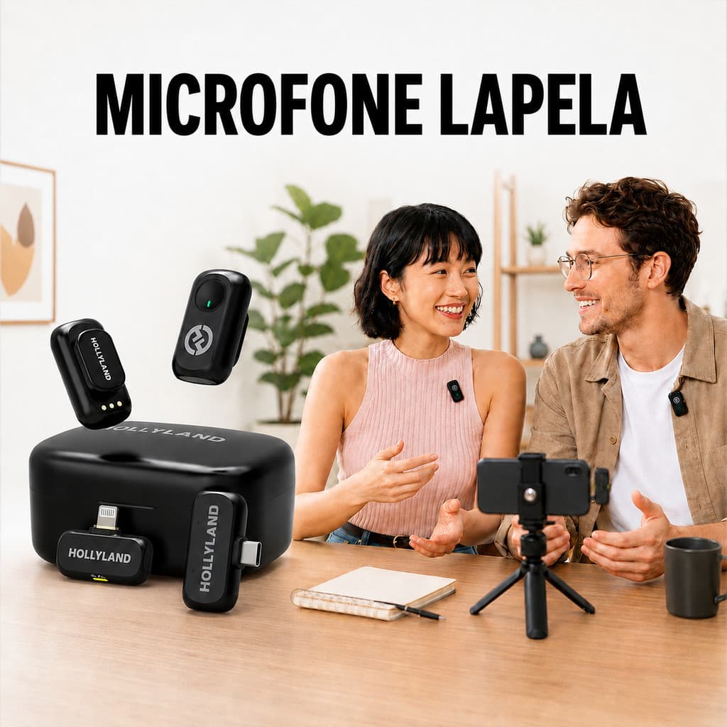 Hollyland LARK A1 Mini Duo Combo Microfone Sem Fio Mini para iPhone 15/16 e Android USB-C Microfone