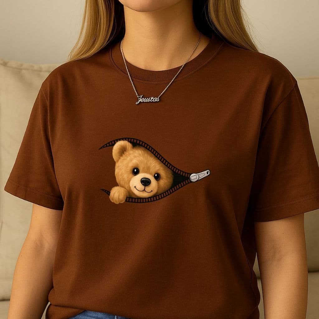 Blusa Feminina Camiseta Estampada Urso 100% Algodão do P ao Plus Size