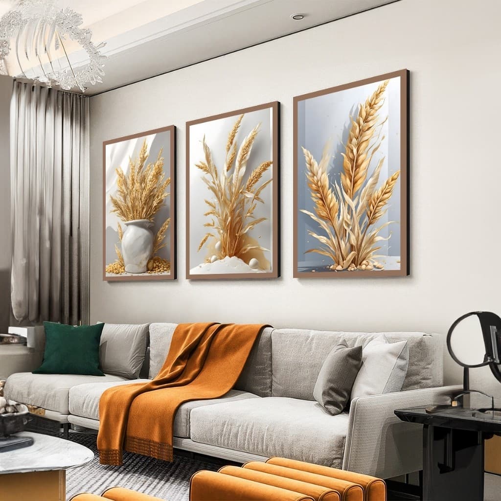 Quadros Decorativos Trigo em Um Vaso Espigas de Arroz Sala de Estar Quarto Decoração de Parede