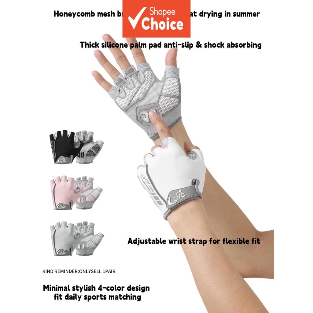 Luvas Esportivas Mínimas De Meio Dedo , Acolchoadas De Silicone Respirável , Unissex Para Mtb , Ciclismo , Academia , Fi
