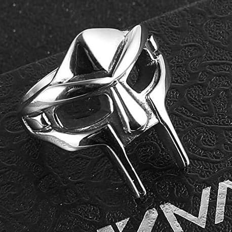 2 Peças Anel Estilo Gladiador com Máscara de Domo, Metal Prateado Inoxidável, Tamanho 7-14, Joia Masculina para Festa, M