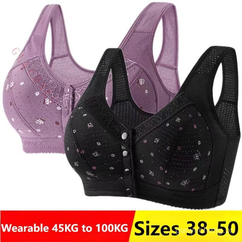 38-50 Tamanho Popular Mais Mães De Meia-Idade E Idosas Colete Estilo Fivela Frontal , Algodão Puro Sem Anel De Aço BUND