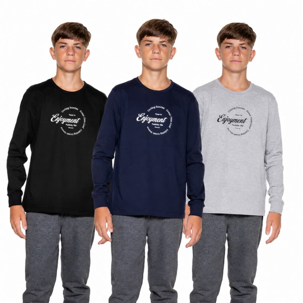 Camiseta Infantil Juvenil Manga Longa Menino Inverno