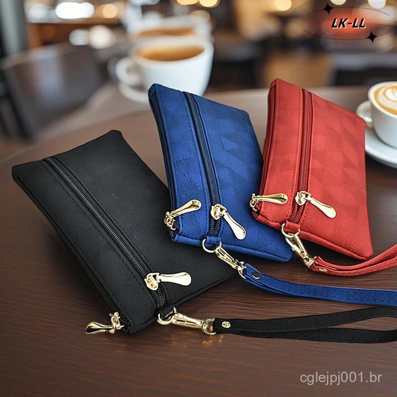 Bolsa Feminina Retro de Moda com Múltiplos Compartimentos e Zíper Bolsa Multifuncional Carteira Feminina FPLV