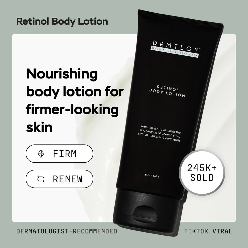 Loção Corporal com Retinol DRMTLGY 6 oz Contém Manteiga de Karité e Ceramidas para Cuidado Hidratante