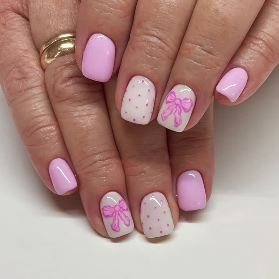 Atualize seu estilo 24 peças de Manicure quadrada, unhas vestíveis, laço de bolinhas, extensão de unhas falsas, unhas de