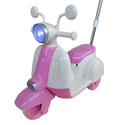 Moto Eletrica Infantil Rosa Com Empurrador Rodas Estabilizadoras Seguro Bateria Recarregavel Motor Potente Diversao