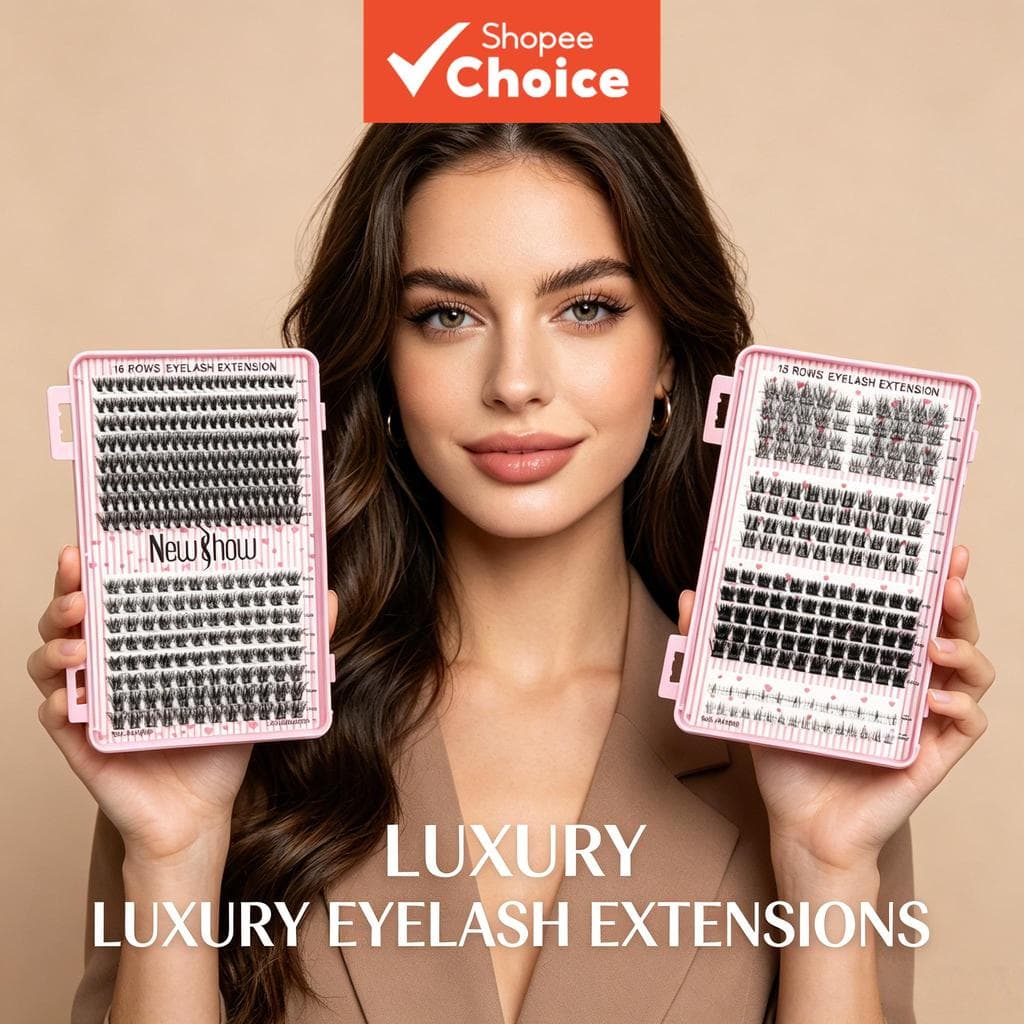 Conjunto de Extensão de Cílios Novo de 31 Fileiras - Cílios Postiços em Cacho sem Nó