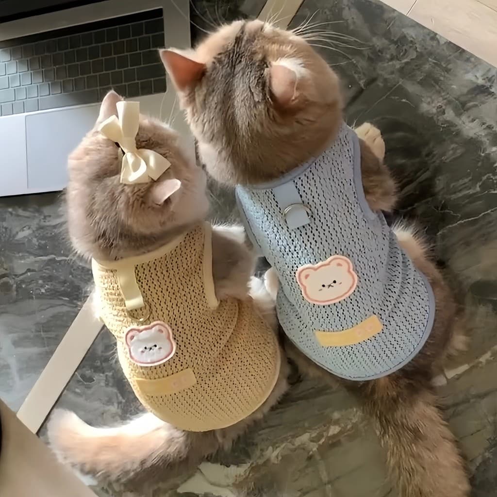 Roupas de gato de verão estilo fino Anti-derramamento colete verão Muppet britânico curto respirável tração roupas para