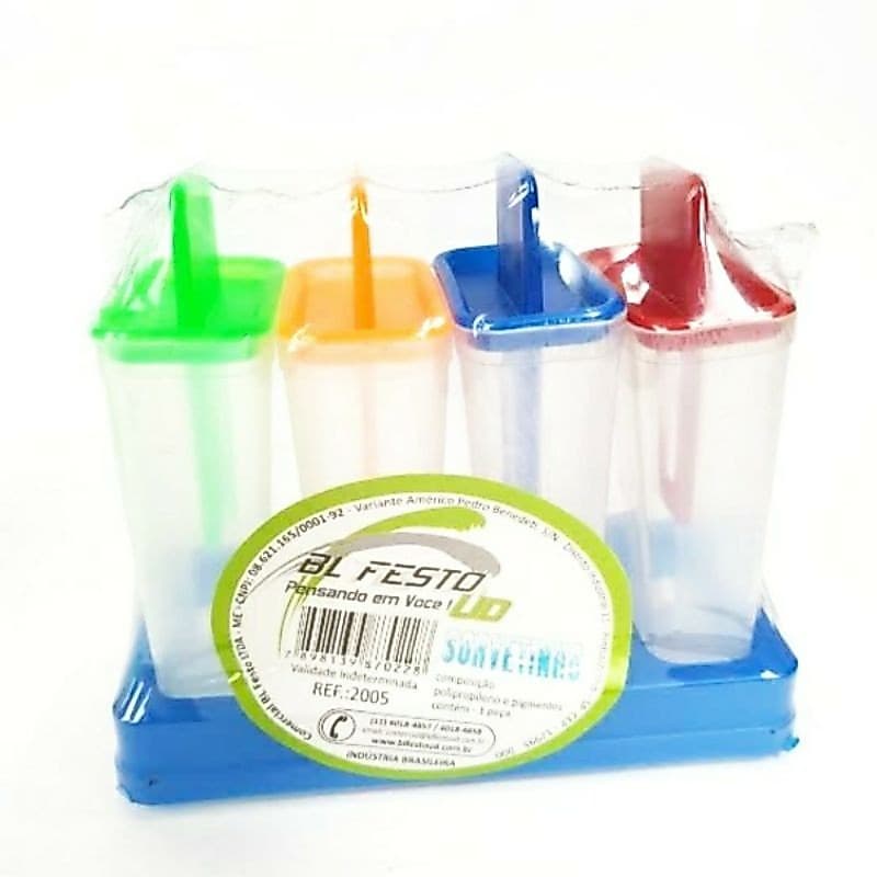 Forma Para Sorvete Picolé Caseiro de Iogurte Picoleteira Caseira 50ml Com 4 Peças