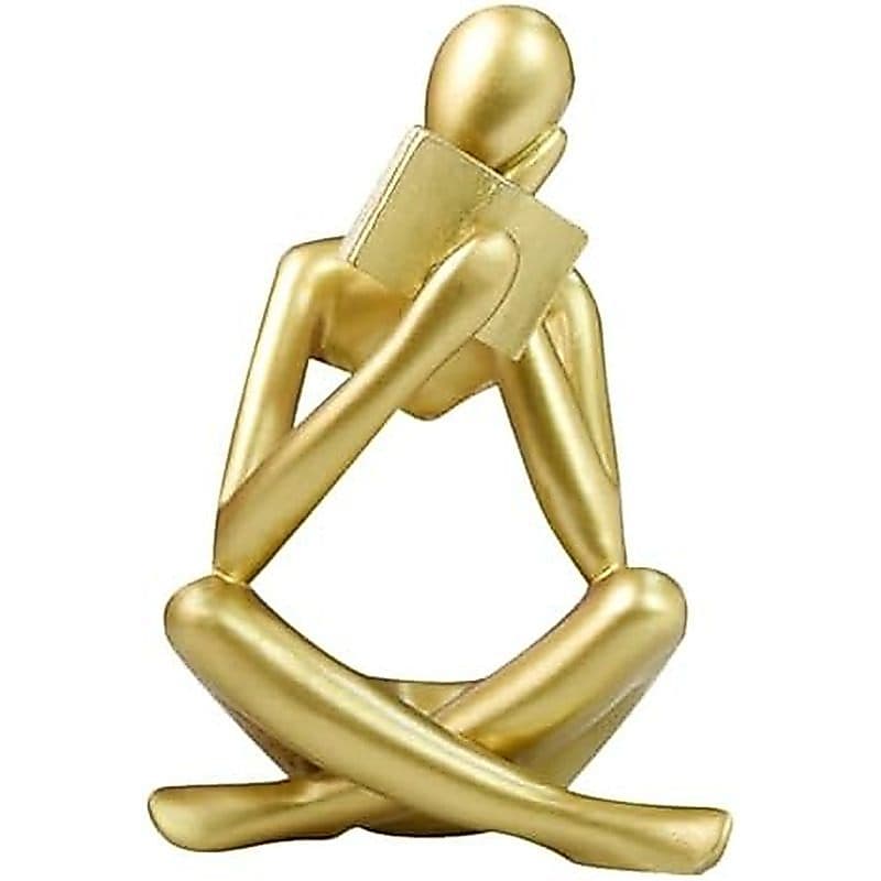 Estátua Feminina De Leitura Dourada Jinkoozz , Esculturas De Pensador , Ornamento De Arte Abstrata , Decoração De Estatu