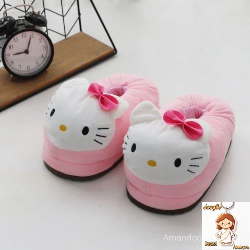 Inverno Espuma Casal Rosa Vermelho Hello Kitty Cat Spot Super Macio Veludo Rodada Viscose Chinelos Chinelos De Algodão P
