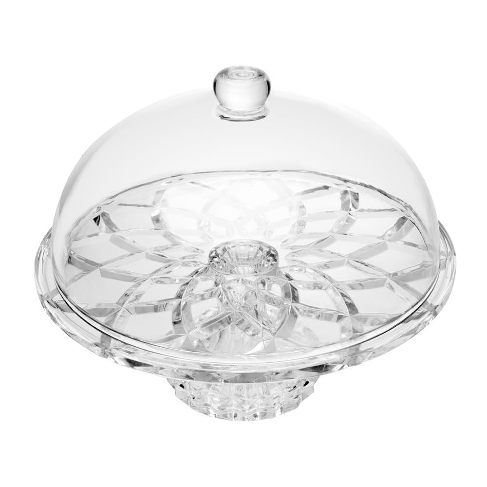 Prato para Bolo com Pé e Tampa Deli Diamond 30cm x 23,5cm x 21cm Vidro - LYOR