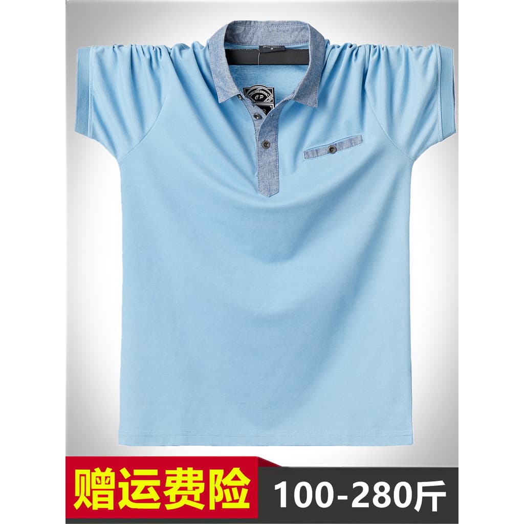 Plus size puro algodão masculino camisa de manga curta gola camiseta alta forte gordura plus size comércio exterior brit