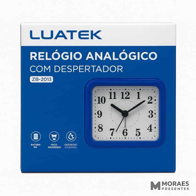 Relógio Analógico com Despertador Luatek ZB-2013 | Moraes Presentes
