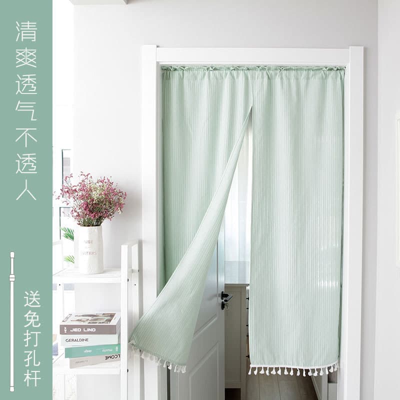 Cortina de porta quarto banheiro divisória de banheiro cortina de tecido doméstico sem perfuração estilo nórdico cortina