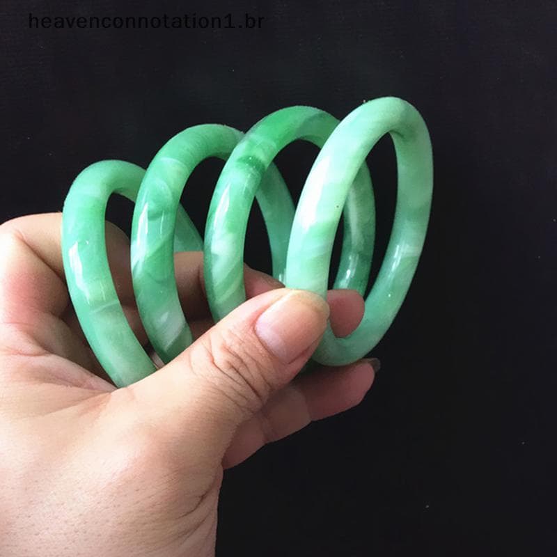 heav Imitação De Jade Pulseira Verde Feminino Vintage Redondo Senhoras Jóias Presente BR