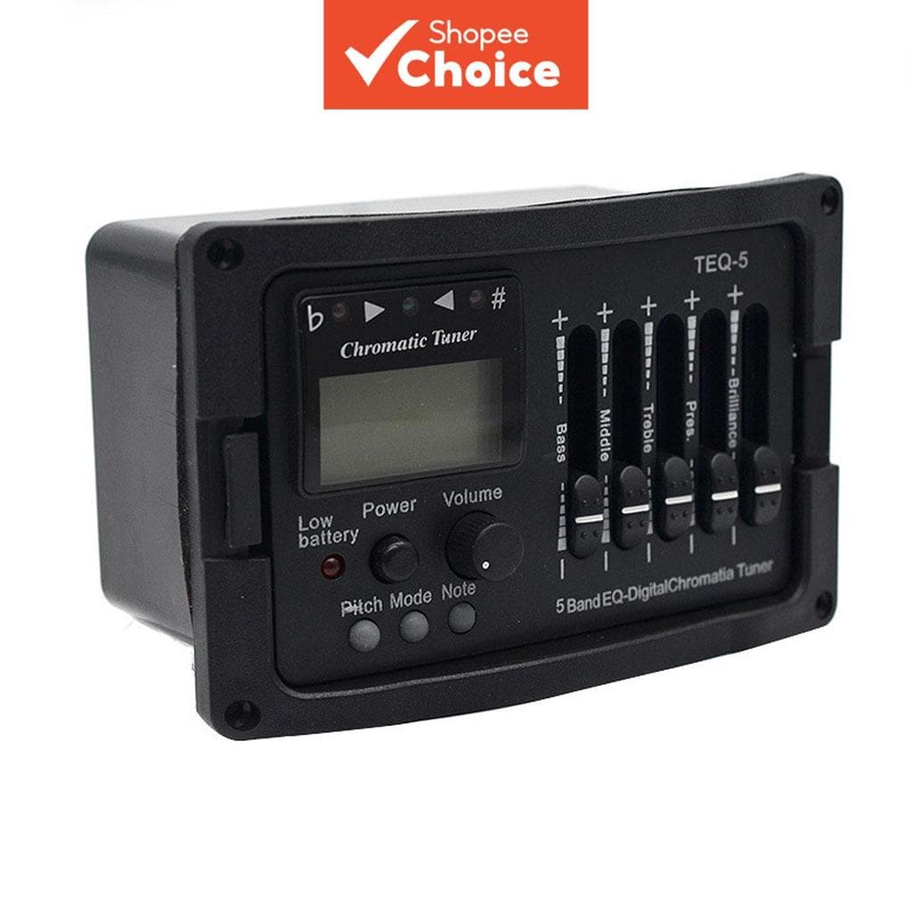 5 Band Pré-amplificador para Violão Acústico EQ Equalizador Amplificador Digital de Violão Clássico Afinador de Mistura