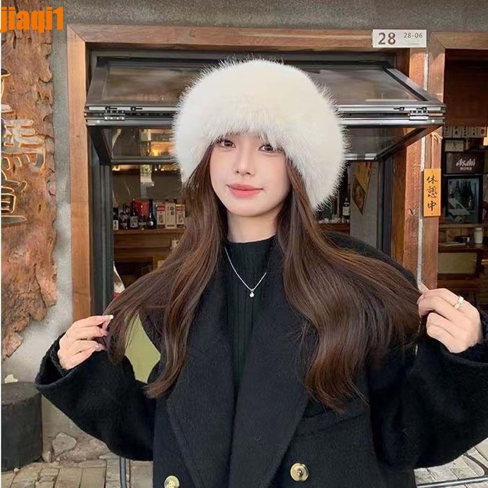 JIAQI1 Chapéu De Vison De Pele Sintética , Boné Quente , Balde De Pelúcia , Cor Sólida , Estilo Coreano , Gorro Sólido ,