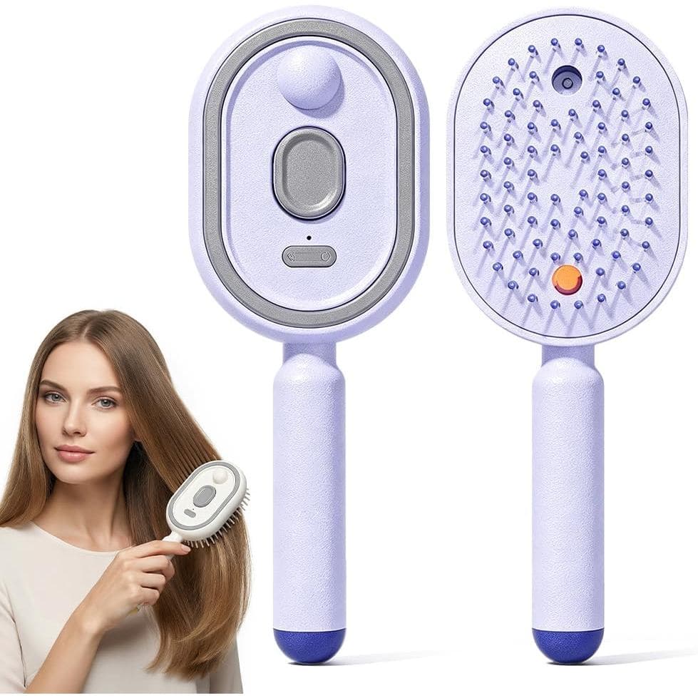 Escova Alisadora a Vapor Elétrica, Escova Desembaraçadora Sem Fio 2 em 1 com Spray Integrado, Vapor para Dupla Proteção,