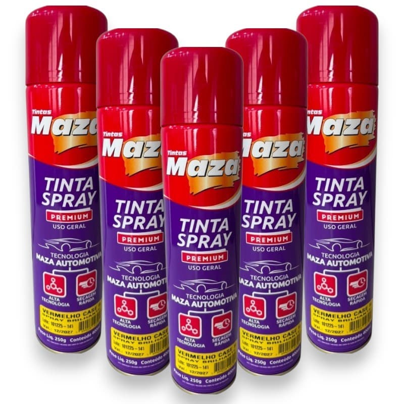 KIT 5 TINTAS USO GERAL MAZA COR VERMELHO CASE 400ML