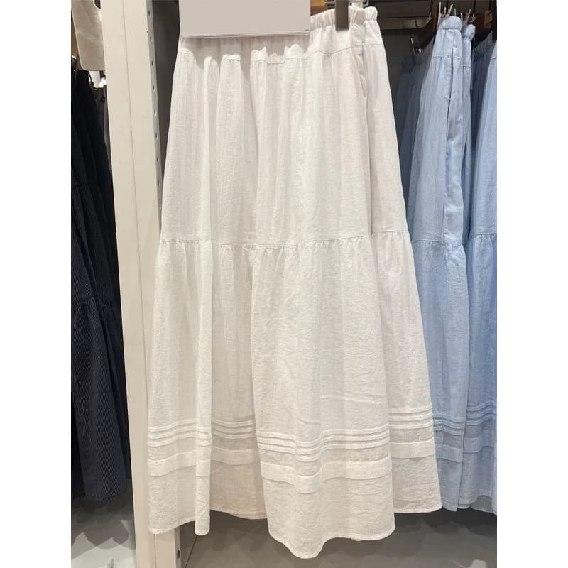 Saia longa Floral feminina em camadas listrada saia evasê 26 primavera verão novo estilo484820 484822 484821