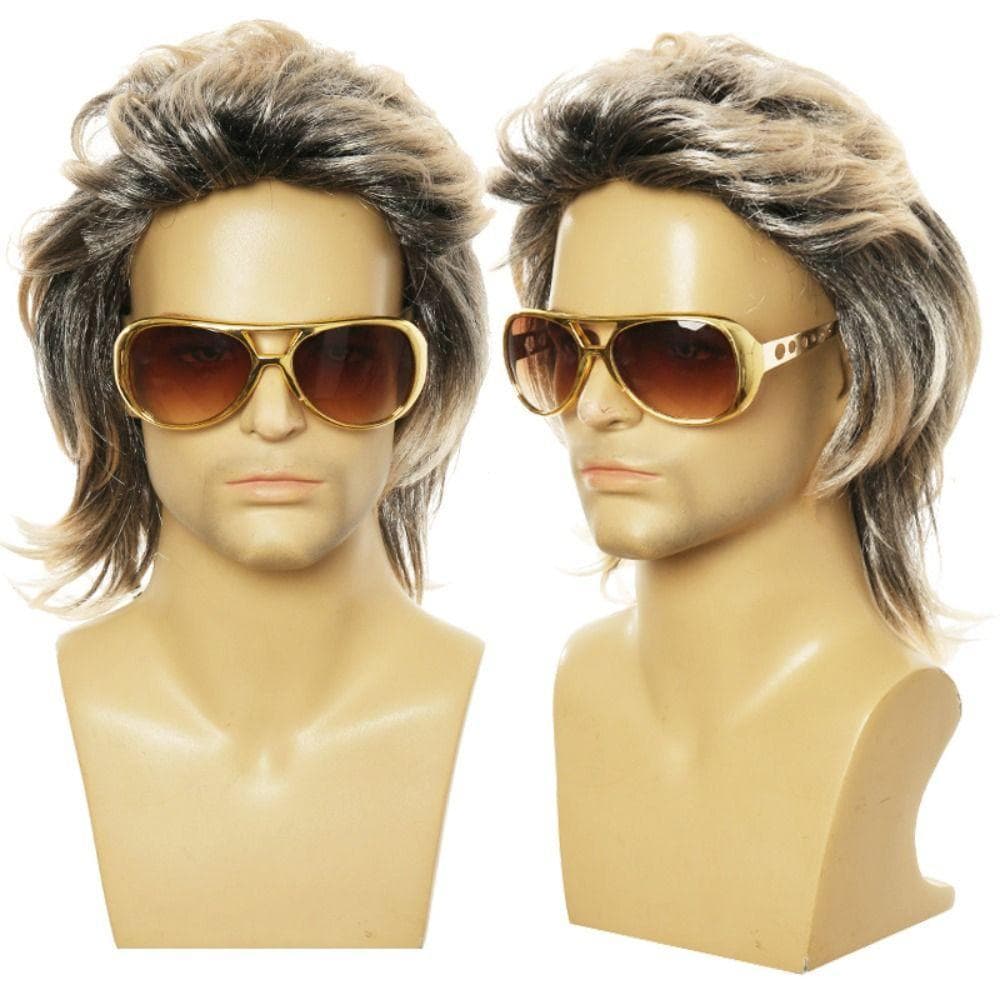 LYNDON Masculino Cosplay Perucas Disco Punk Boate Bar Peruca Engraçado Fasion Invisível Macio Natural Retro