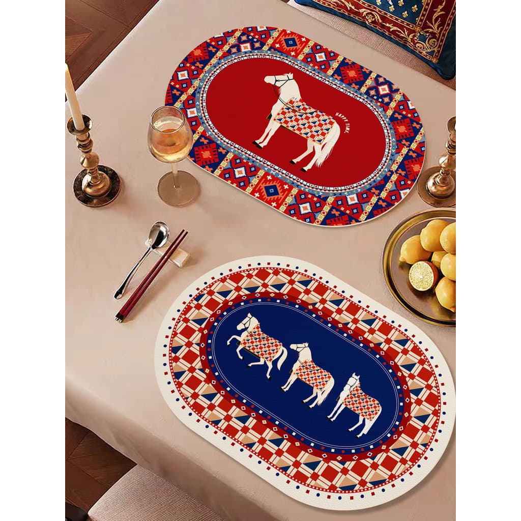 Estilo étnico de alta aparência tapete de comida ocidental mesa resistente a altas temperaturas bancada tapete de mesa p