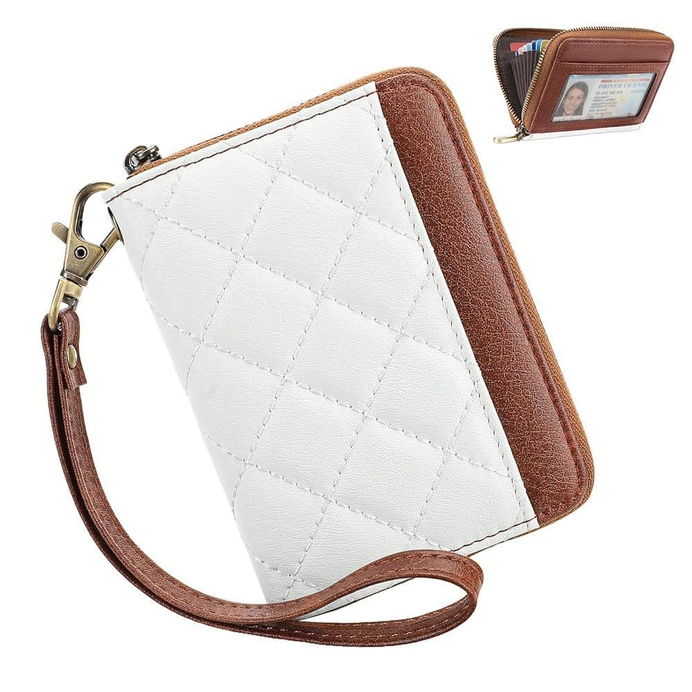 Novo órgão bordado xadrez 14 Slots de cartão titular do cartão moda curta moeda bolsa nicho Design saco de armazenamento