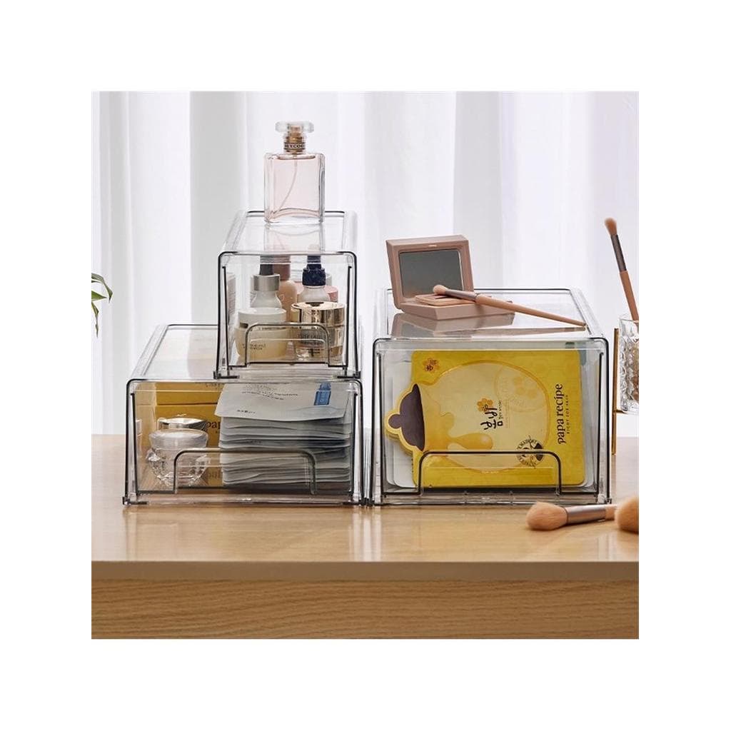 Caixa de armazenamento de máscara cosmética de mesa acrílico transparente tipo gaveta empilhável Multi-camada organizado